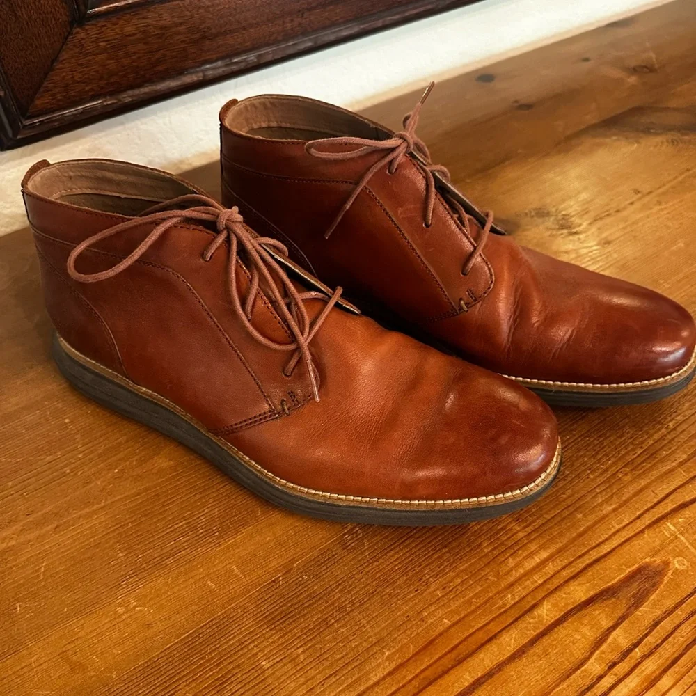 Cole Haan Men's Chestnut Brown Leather Chukka Boots Size 11 1/2